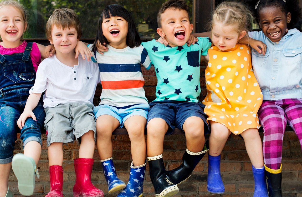 Happy children laughing