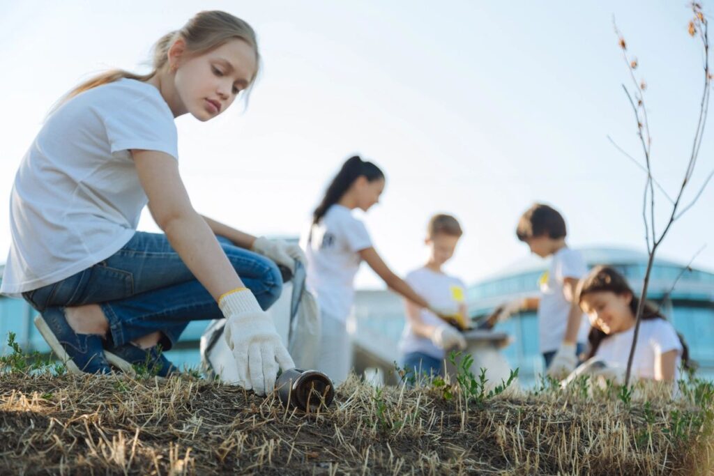 Children gardening